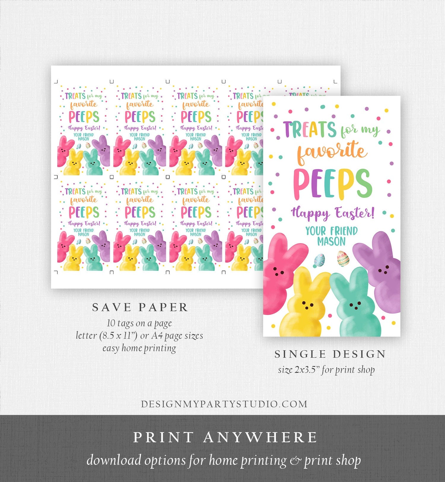 Editable Easter Treats For My Peeps Gift Tag Classroom Gift Easter Favor Tags Kids Easter Peeps Tags Easter Basket Digital PRINTABLE 0449