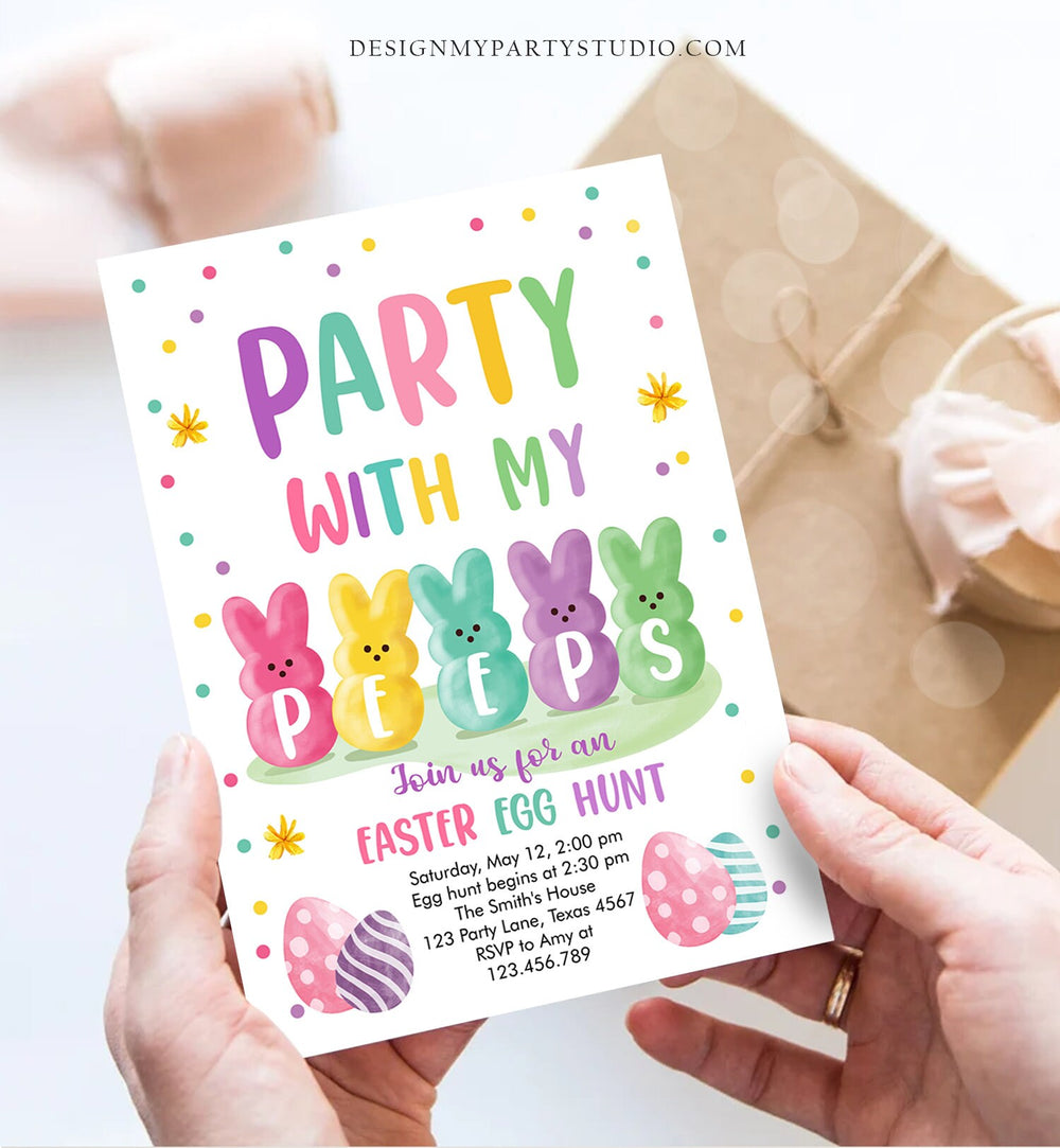 Editable Easter Egg Hunt Invitation Easter Peeps Invitation Easter Inv ...