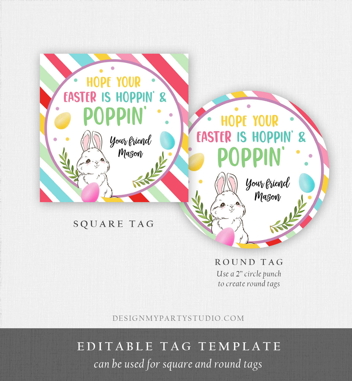 Editable Pop It Easter Gift Tags Easter Favor Tags Fidget Toy Easter Cards for Kids School Poppin&#39; Personalized Tag Digital PRINTABLE 0449