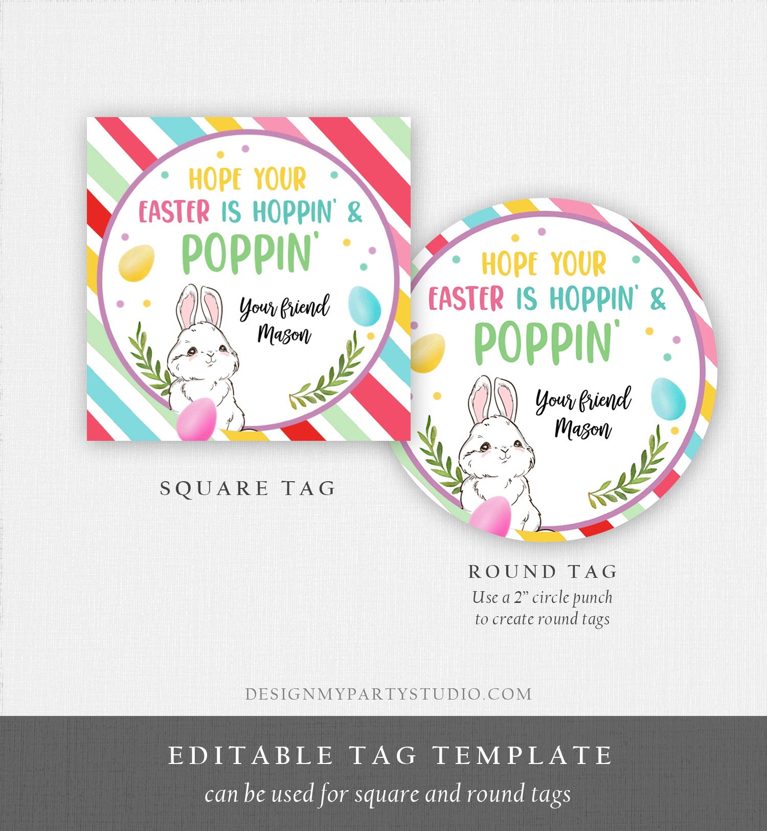 Editable Pop It Easter Gift Tags Easter Favor Tags Fidget Toy Easter Cards for Kids School Poppin' Personalized Tag Digital PRINTABLE 0449