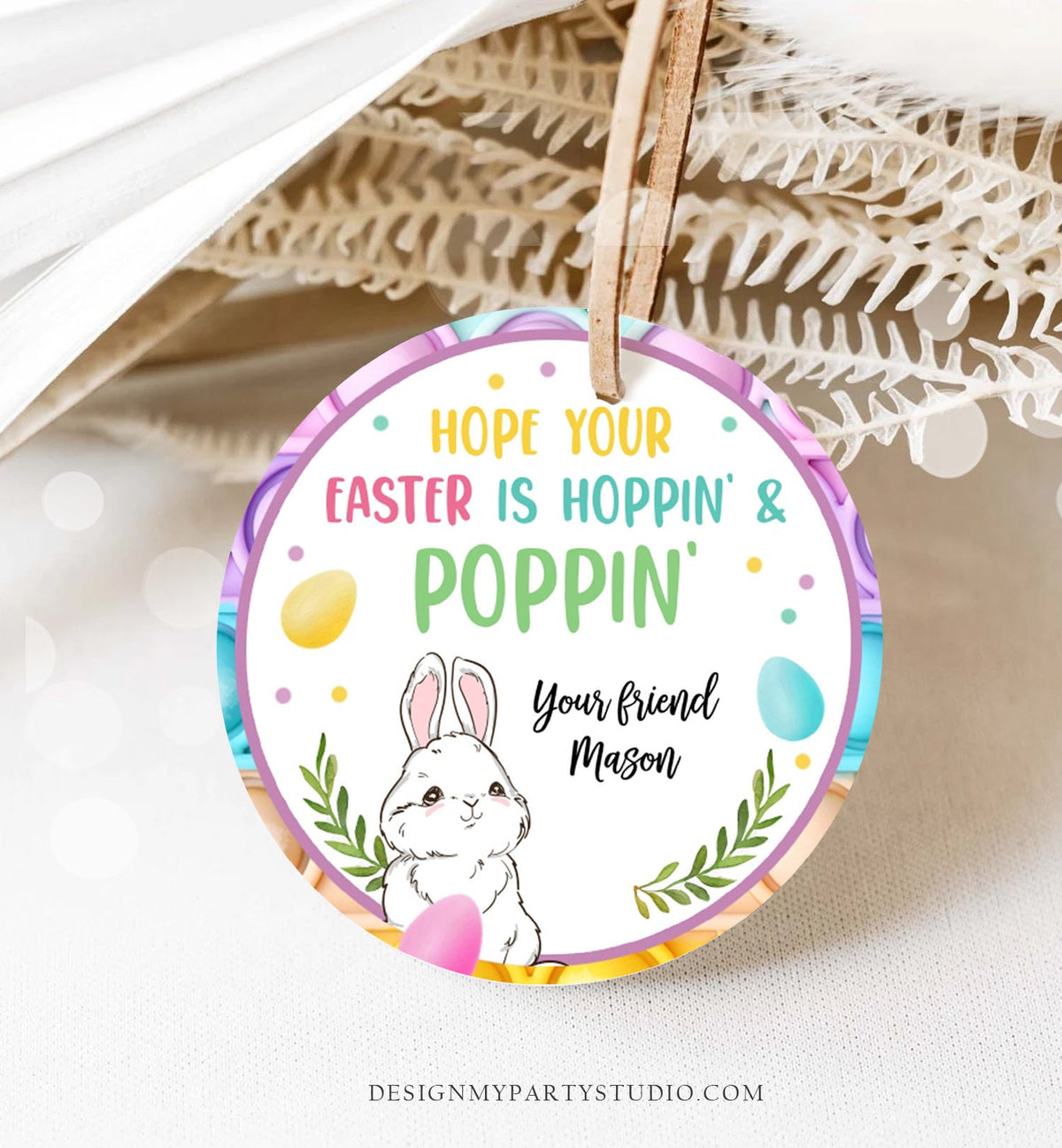 Editable Pop It Easter Gift Tags Easter Favor Tags Fidget Toy Easter Cards for Kids School Poppin&#39; Personalized Tag Digital PRINTABLE 0449