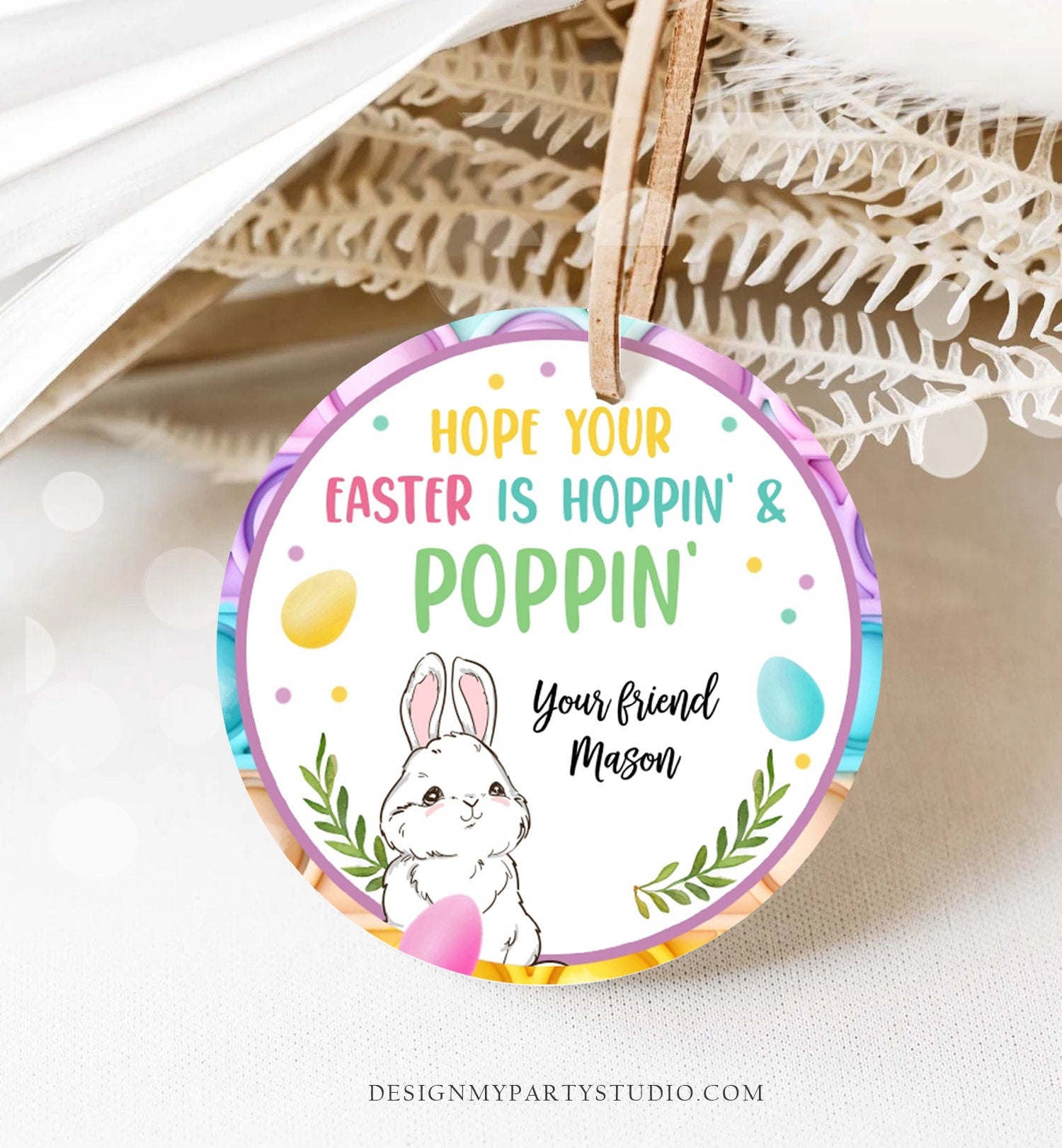 Editable Pop It Easter Gift Tags Easter Favor Tags Fidget Toy Easter Cards for Kids School Poppin' Personalized Tag Digital PRINTABLE 0449