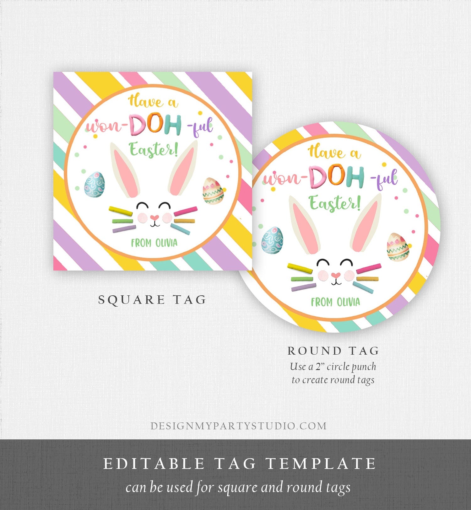 Editable Play-Doh Easter Gift Tags Easter Favor Tags Clay Toy Easter Cards Kids School Won Doh Ful Personalized Tag Digital PRINTABLE 0449