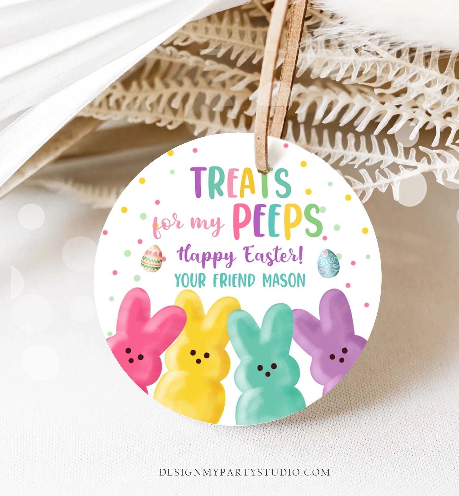 Editable Easter Treats For My Peeps Gift Tag Classroom Gift Easter Favor Tags Kids Peeps Easter Tags Easter Basket Stickers PRINTABLE 0449