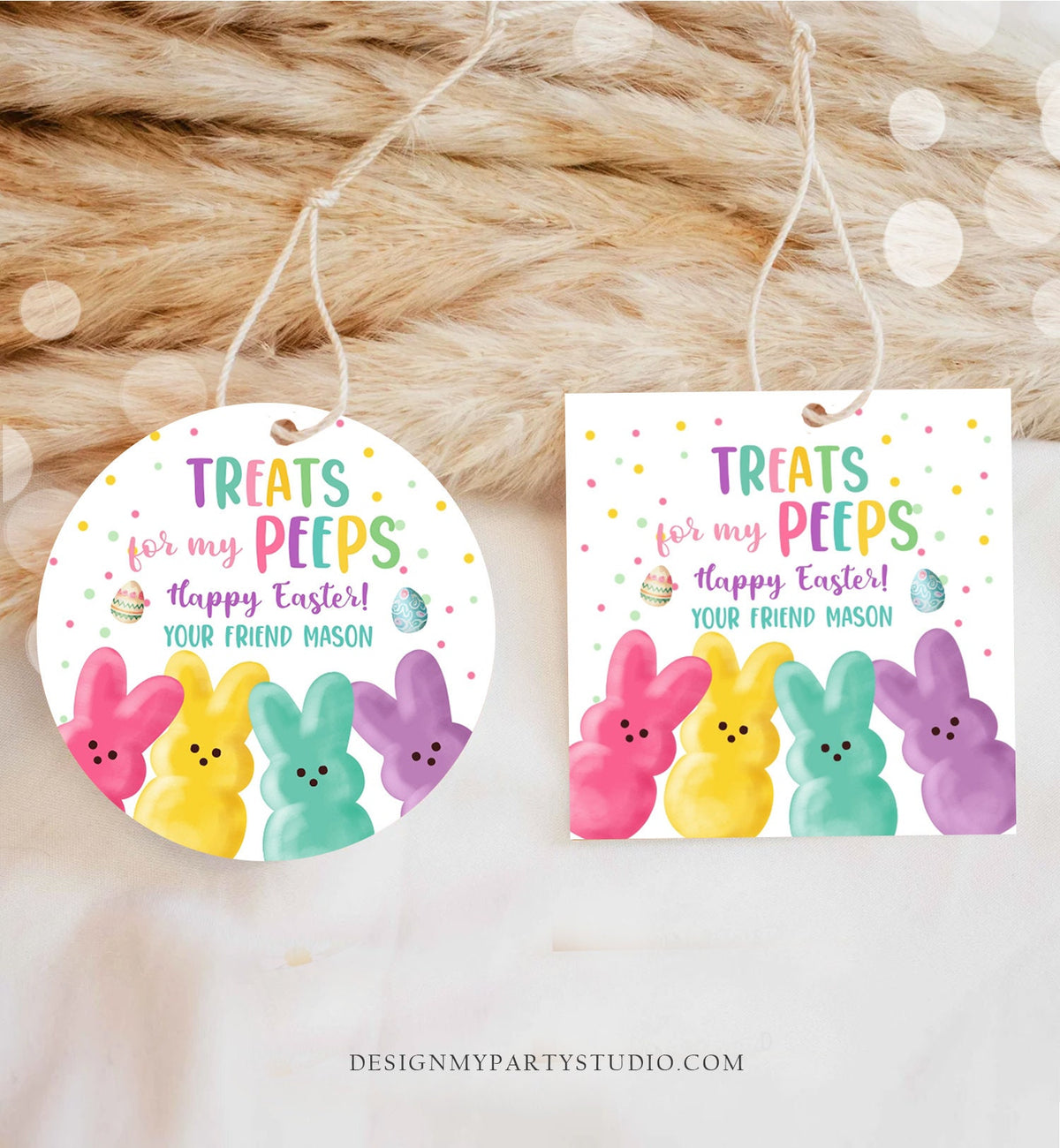 Editable Easter Treats For My Peeps Gift Tag Classroom Gift Easter Favor Tags Kids Peeps Easter Tags Easter Basket Stickers PRINTABLE 0449