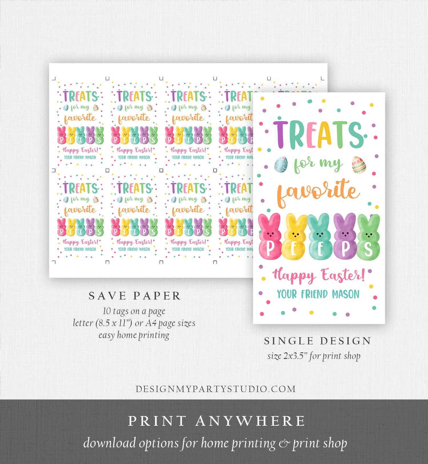 Editable Easter Treats For My Peeps Gift Tag Classroom Gift Easter Favor Tags Kids Easter Peeps Tags Easter Basket Digital PRINTABLE 0449