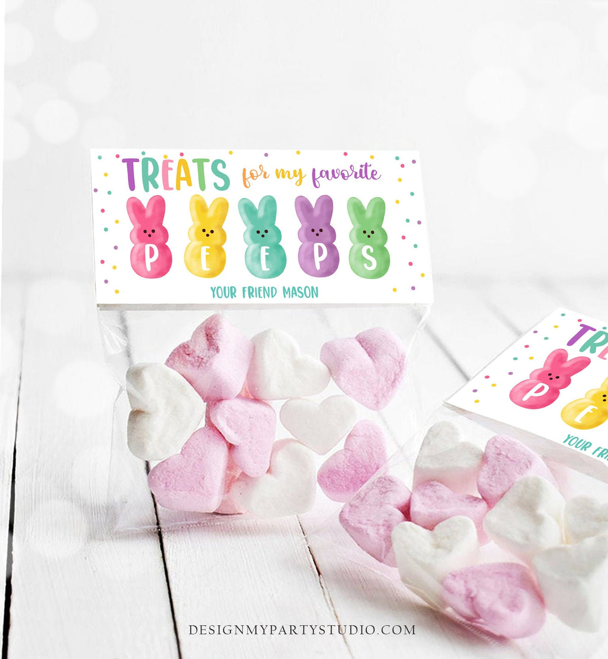 Editable Treat for my Peeps Treat Bag Toppers Easter Favor Bag Easter Treat Easter Peeps Gift Kids School Corjl Template Printable 0449