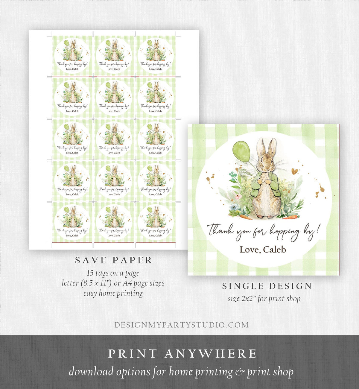 Editable Peter Rabbit Favor Tags Bunny Thank you Tags Round Boy Birthday Labels Thanks Hopping By Printable Download Corjl Template 0351