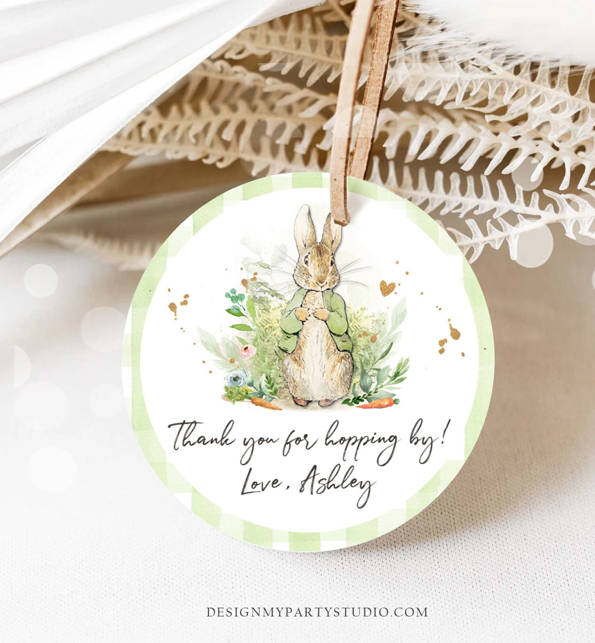 Editable Peter Rabbit Favor Tags Bunny Thank you Tags Round Boy Baby Shower Labels Thanks Hopping By Printable Download Corjl Template 0351
