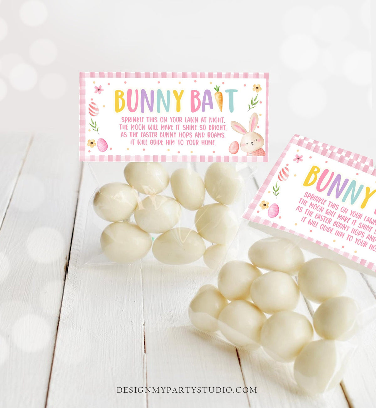 Editable Easter Bunny Bait Treat Bag Toppers Easter Favor Bag Easter Treat Kids School Easter Basket Food Tag Corjl Template Printable 0449