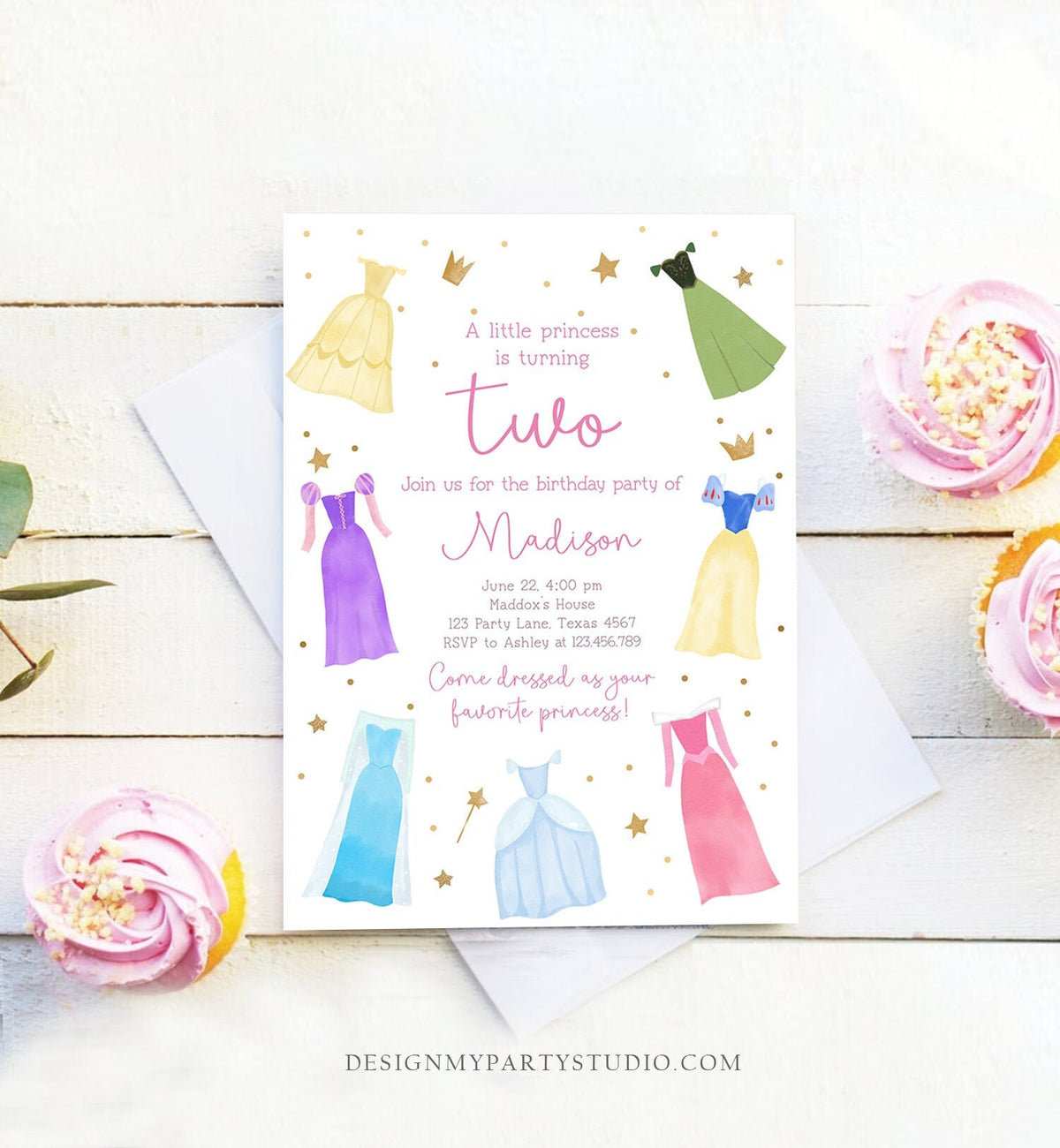 Editable Princess Birthday Invitation Once Upon a Time Princess Royal Birthday Girl Pink Magical Celebration Template Corjl Printable 0462