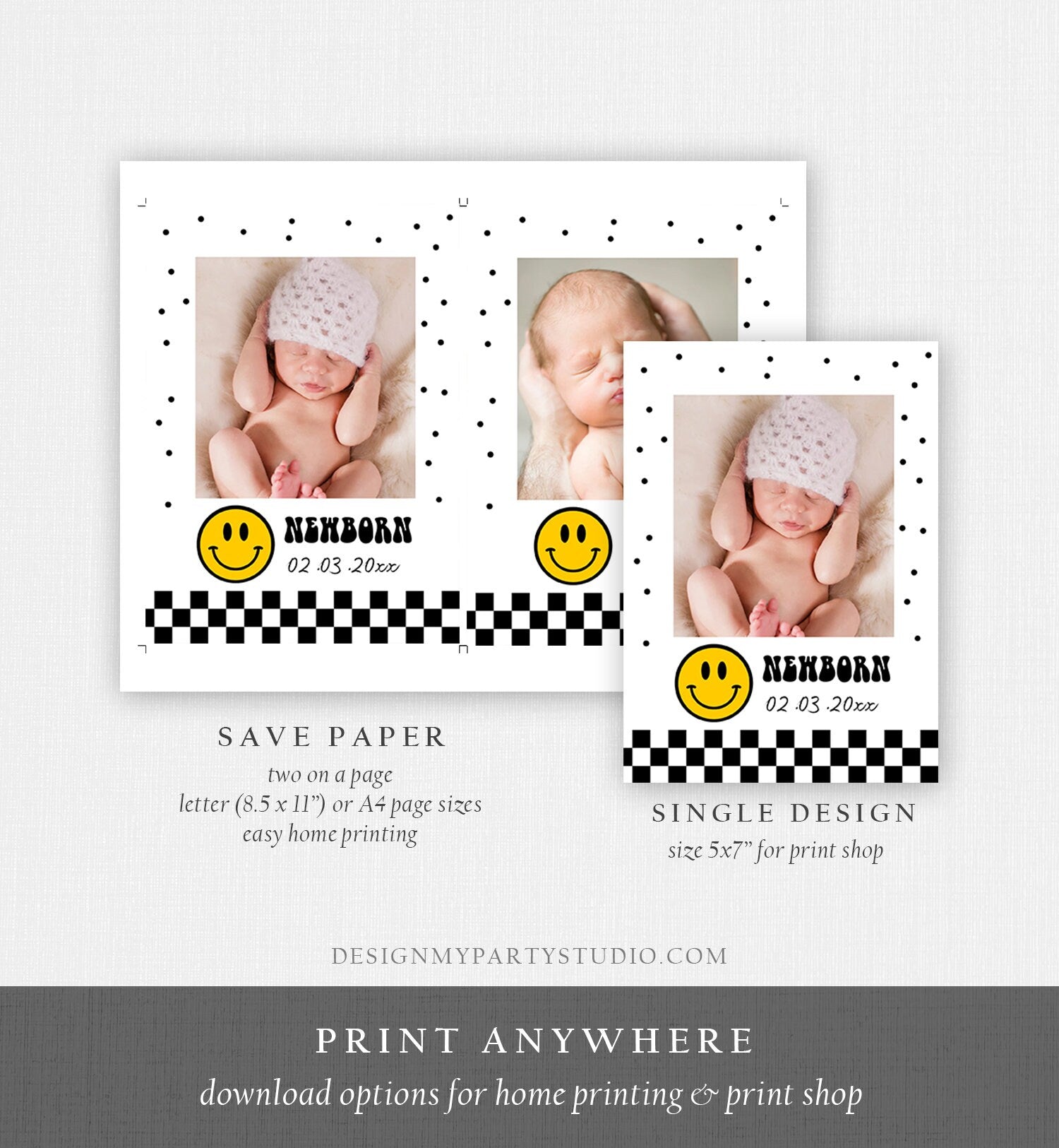 Editable First Year Photo Banner Happy Face Monthly Photo Banner First Birthday Banner Boy One Happy Dude Birthday Decor Corjl Template 0456