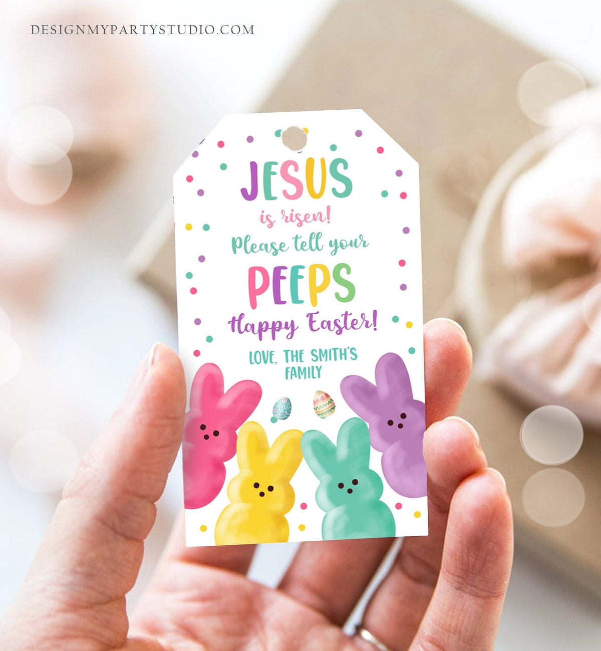 Editable Easter Treats For My Peeps Jesus is Risen Tell Your Peeps Gift Tag Church Gift Easter Favor Easter Basket Digital PRINTABLE 0449