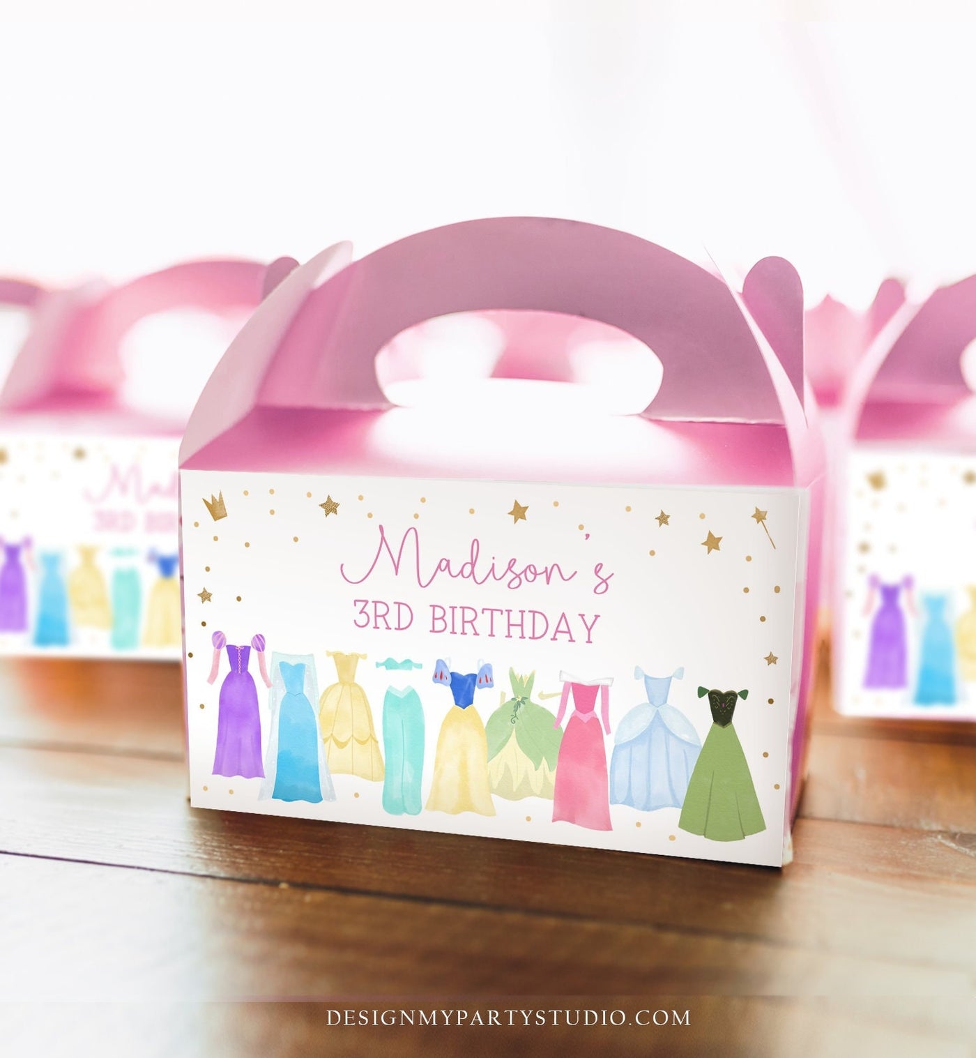 Editable Princess Gable Gift Box Label Royal Princess Birthday Girl Tr ...