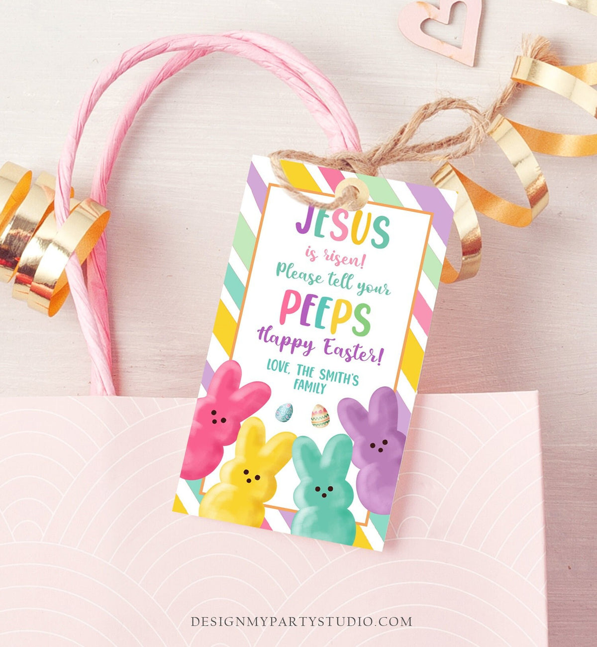 Editable Easter Treats For My Peeps Jesus is Risen Tell Your Peeps Gift Tag Church Gift Easter Favor Easter Basket Digital PRINTABLE 0449