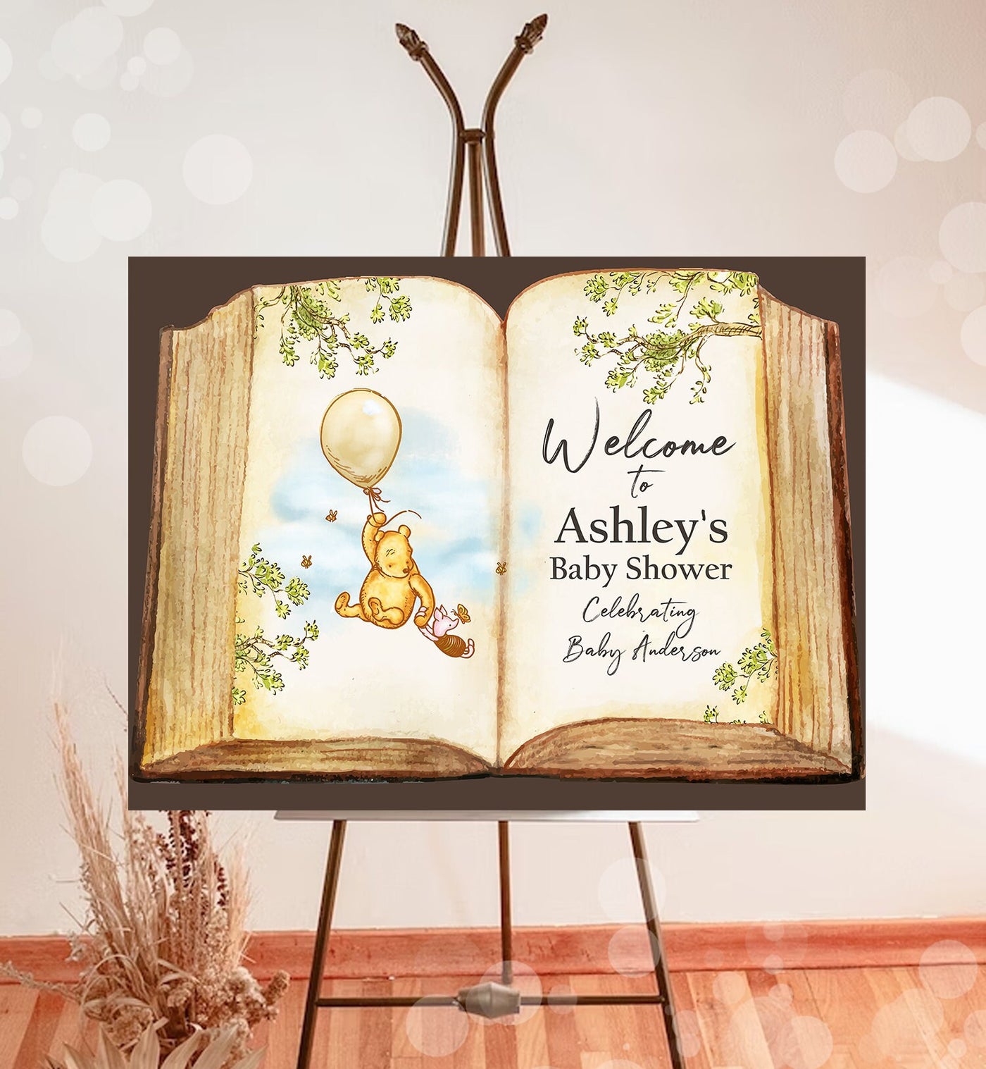 Editable Winnie The Pooh Welcome Sign Pooh Baby Shower Gender Neutral ...