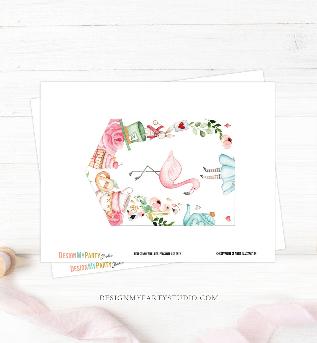 Alice in Wonderland Alphabet Banner A-Z Numbers Banner First Happy Birthday Onederland Girl Pink Tea Party Shower Decor Printable 0350