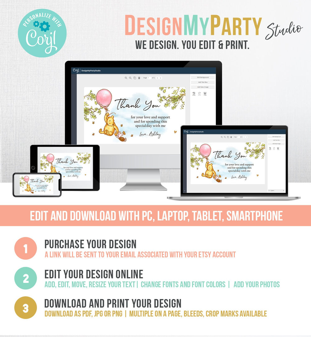 Editable Winnie The Pooh Gable Box Label Classic Pooh Birthday Box Lab ...