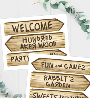 Printable Winnie The Pooh Arrow Signs Pooh Birthday Party Decor Classic Winnie The Pooh Welcome 100 Acre Wood Directions DIY Digital 0425