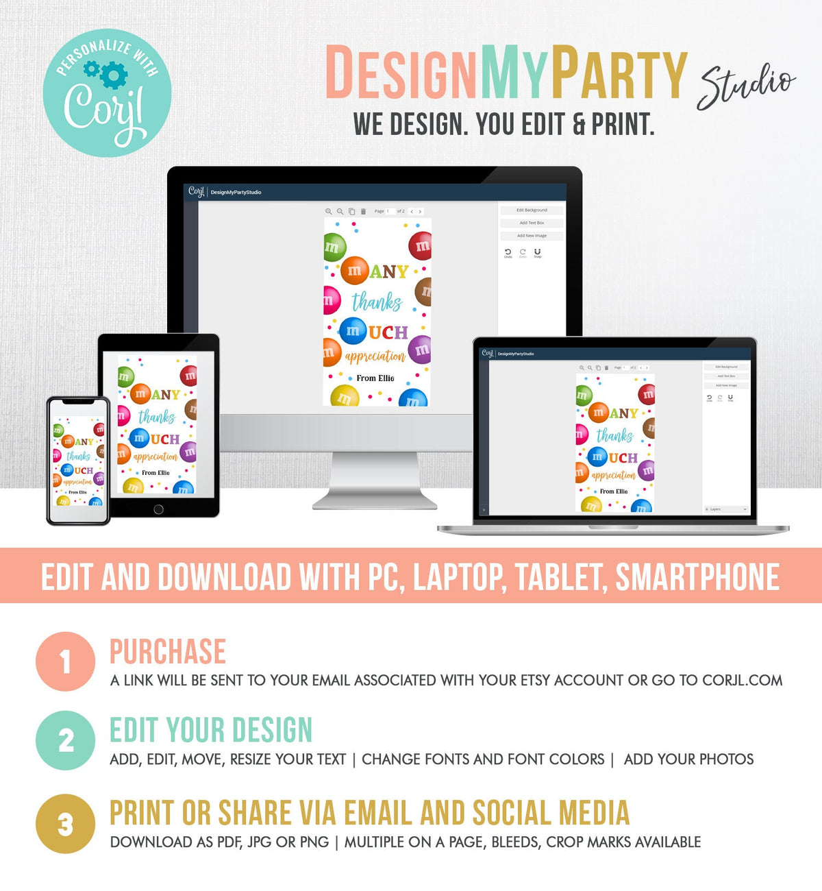 Editable M&amp;M Candy Tag Many Thanks Teacher Appreciation Tag Candy Gift Tag Employee Coworker Staff Thank You Corjl Template Printable 0464