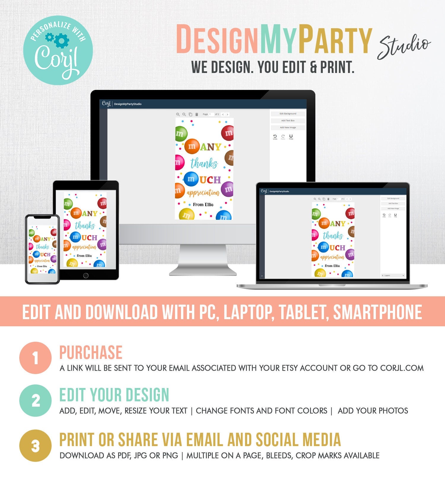 Editable M&M Candy Tag Many Thanks Teacher Appreciation Tag Candy Gift Tag Employee Coworker Staff Thank You Corjl Template Printable 0464