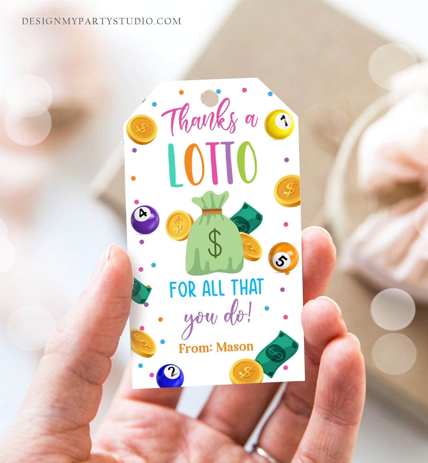 Editable Christmas Lottery Gift Card Holder, Thanks a Lotto for All