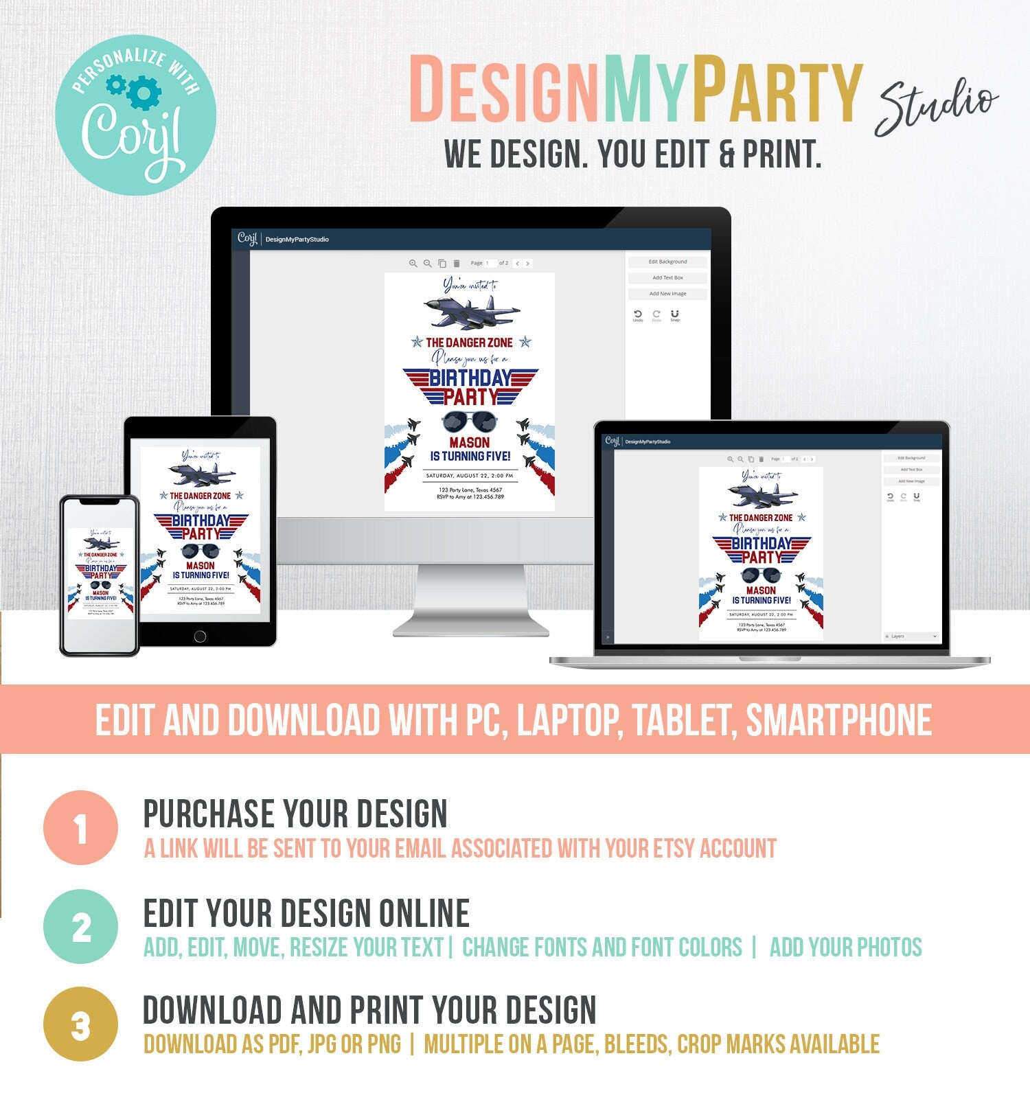 Editable Fighter Pilot Birthday Invitation Fighter Jet Pilot Invitation Boy Military Jet Instant Download Printable Corjl Template 0469