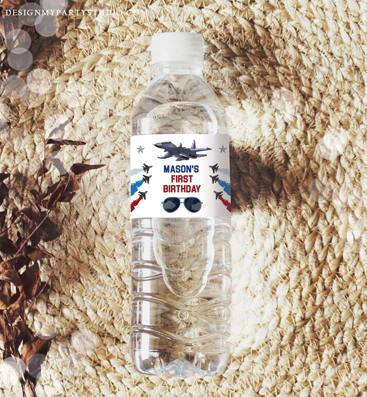 Editable Fighter Pilot Water Bottle Labels Jet Fuel Labels Boy Birthday Airplane Fighter Jet Danger Zone Decor Printable Template Corjl 0469