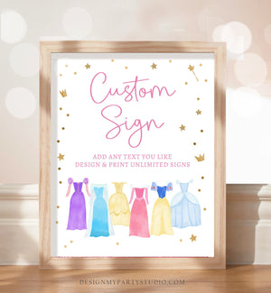 Editable Custom Sign Princess Birthday Sign Once Upon a Time Royal Birthday Pink Girl Magical Table Sign Decor 8x10 Download PRINTABLE 0462