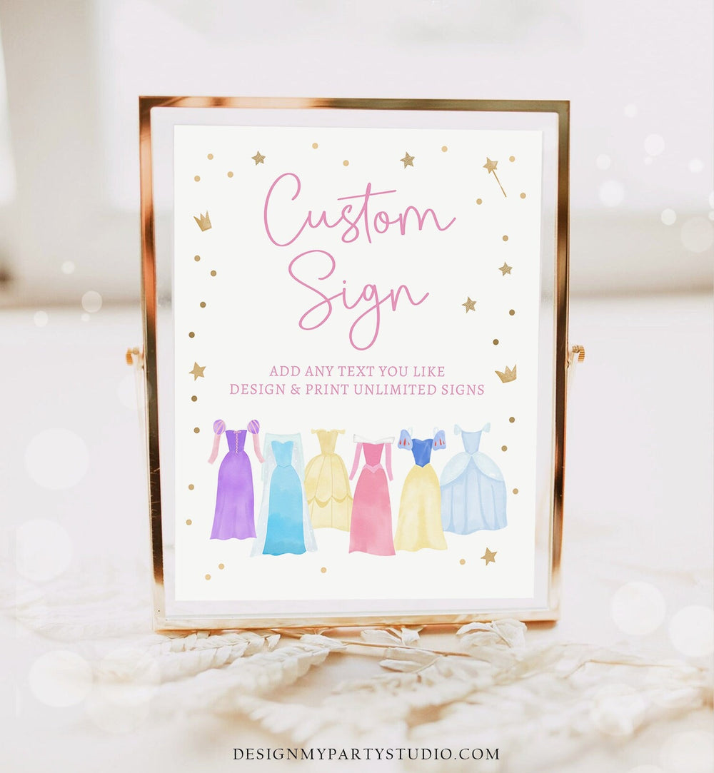 Editable Custom Sign Princess Birthday Sign Once Upon a Time Royal Bir ...