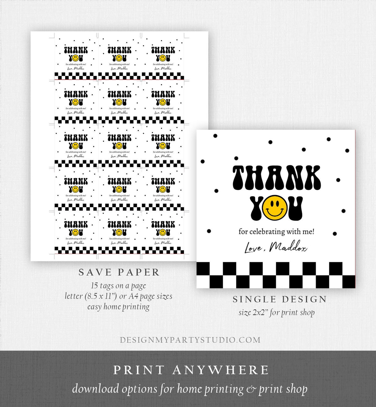 Editable Smiley Face Favor Tags 1st First Birthday One Happy Dude Boy Emoji Stickers Download Corjl Template PRINTABLE 0456
