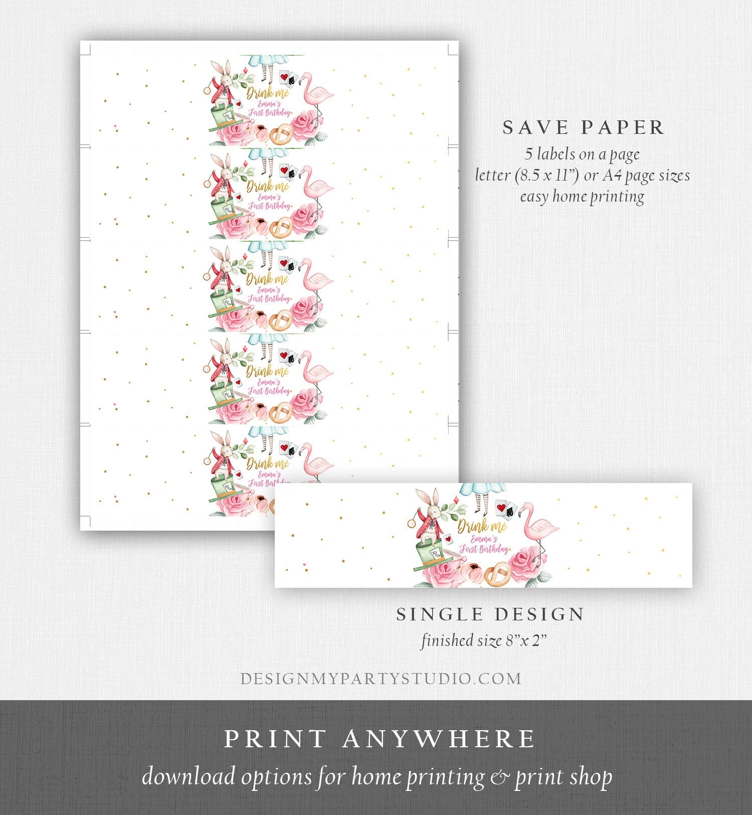 editable-alice-in-onederland-water-bottle-labels-alice-birthday-party-design-my-party-studio