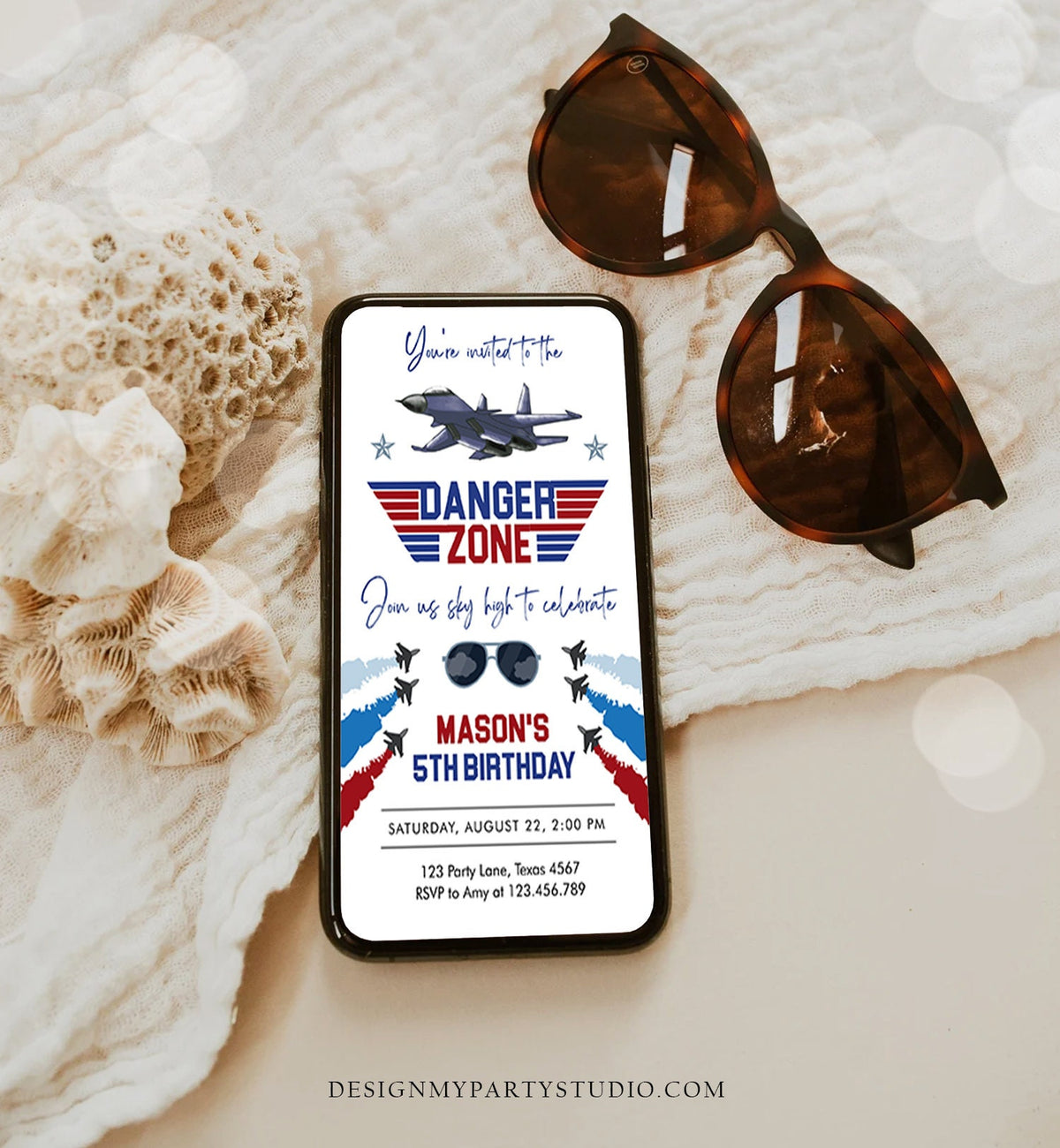Editable Fighter Pilot Birthday Evite Fighter Jet Pilot Invitation Boy Military Jet Instant Download Phone Electronic Corjl Template 0469