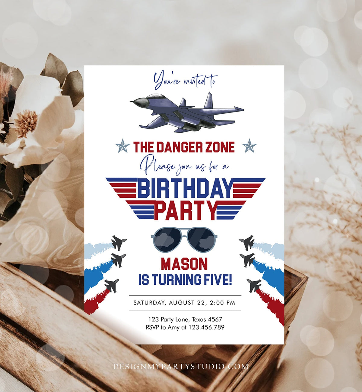 Editable Fighter Pilot Birthday Invitation Fighter Jet Pilot Invitation Boy Military Jet Instant Download Printable Corjl Template 0469