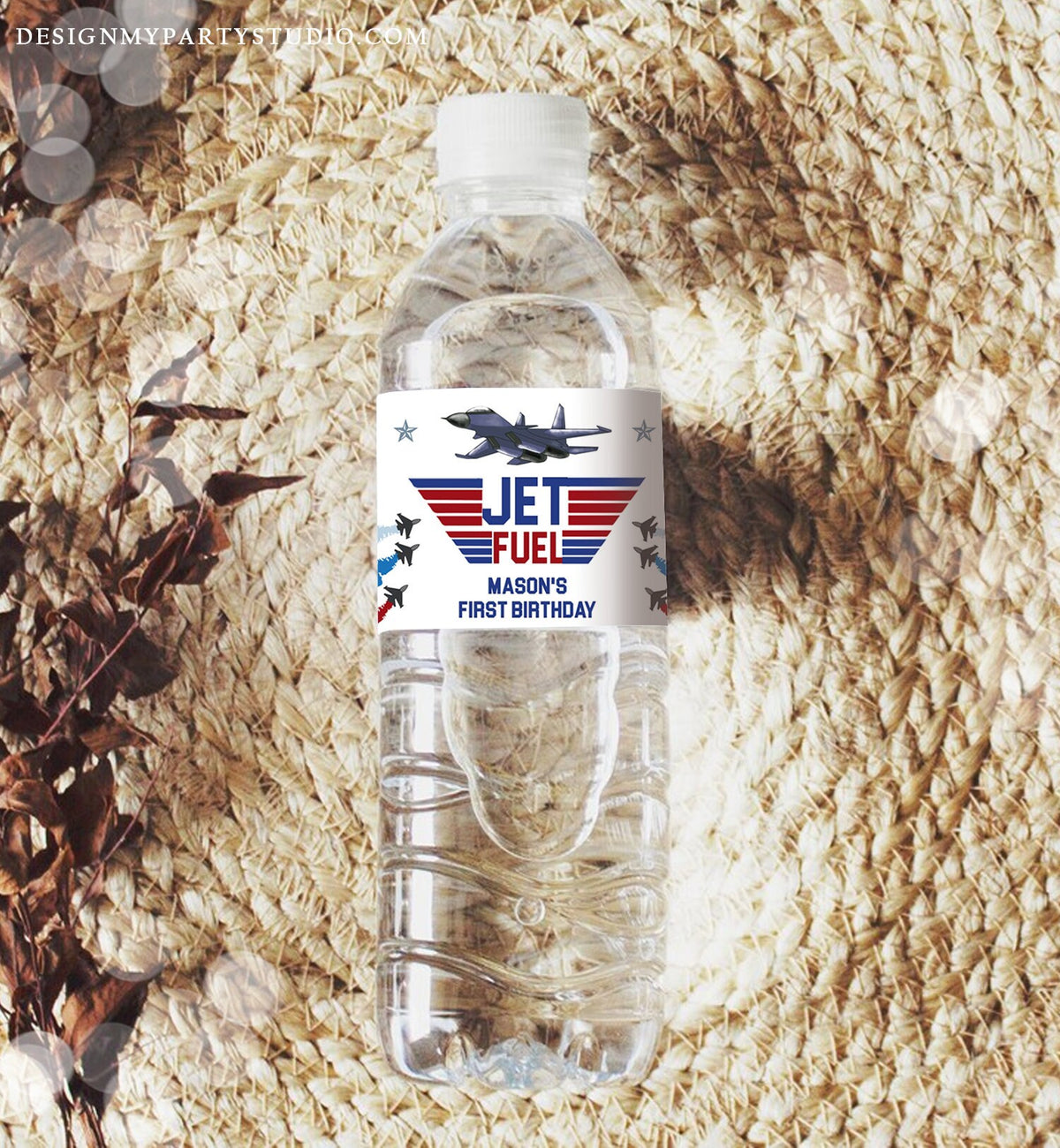 Editable Fighter Pilot Water Bottle Labels Jet Fuel Labels Boy Birthday Airplane Fighter Jet Danger Zone Decor Printable Template Corjl 0469
