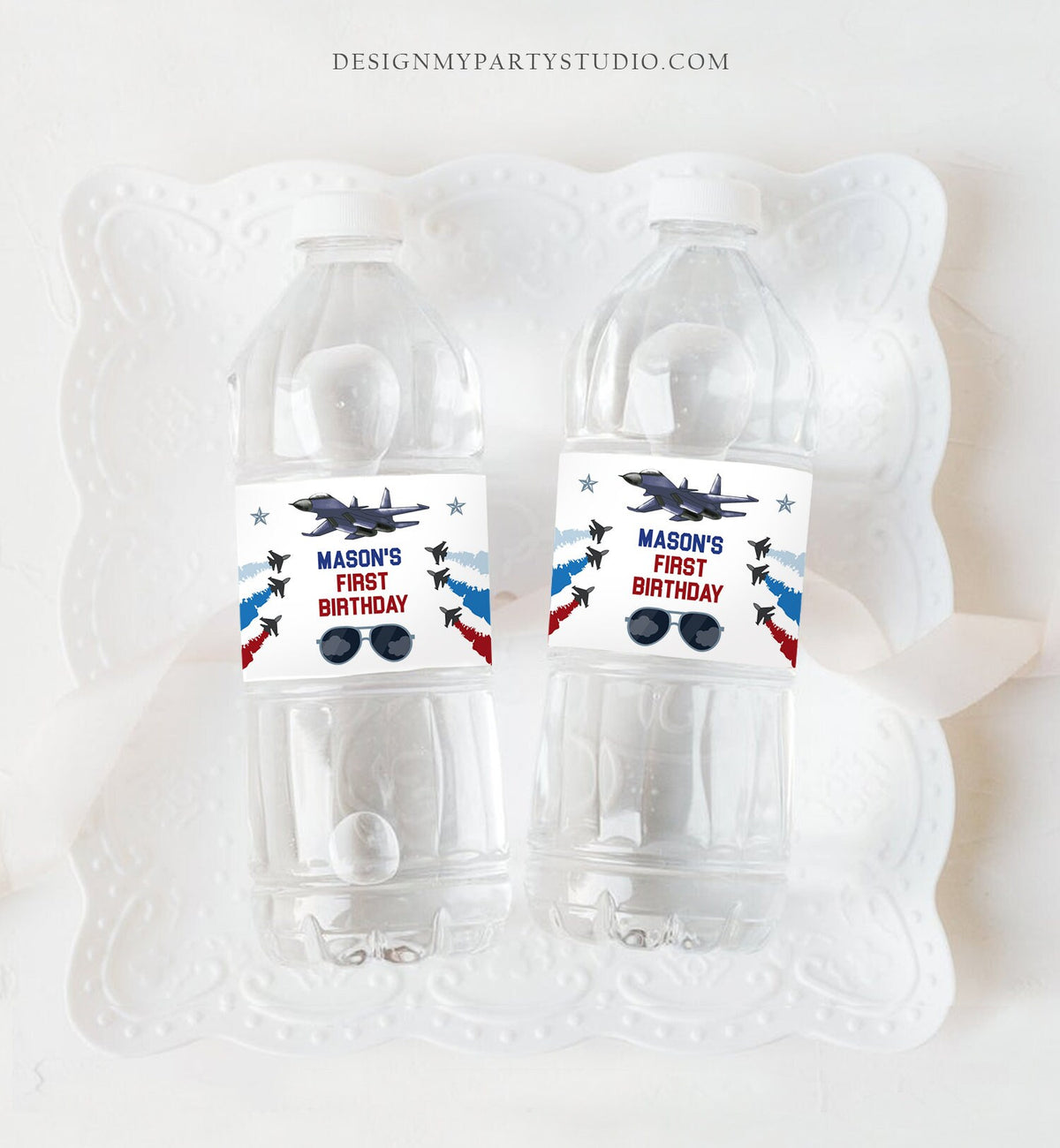 Editable Fighter Pilot Water Bottle Labels Jet Fuel Labels Boy Birthday Airplane Fighter Jet Danger Zone Decor Printable Template Corjl 0469