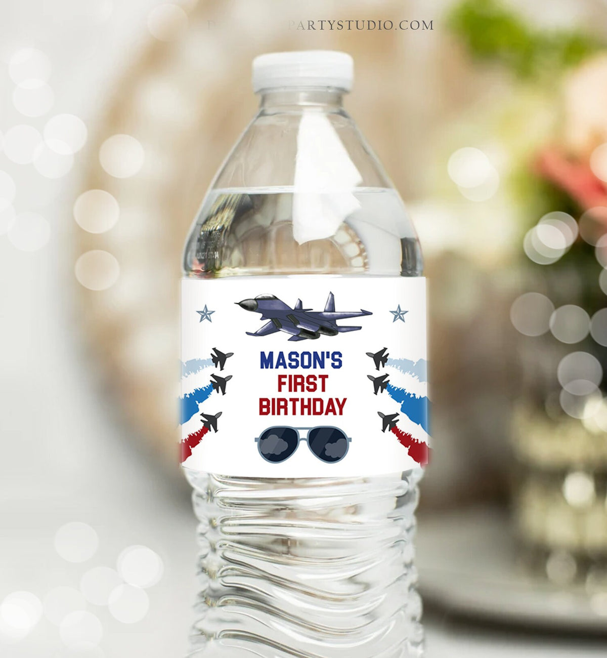 Editable Fighter Pilot Water Bottle Labels Jet Fuel Labels Boy Birthday Airplane Fighter Jet Danger Zone Decor Printable Template Corjl 0469