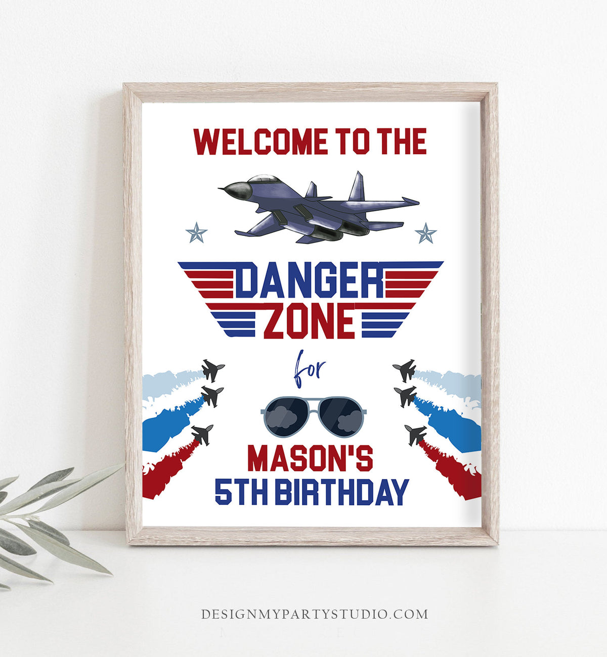 Editable Fighter Pilot Birthday Welcome Sign Danger Zone Aviator Airplane Boy First 1st Fighter Jet Decor Corjl Template Printable 0469