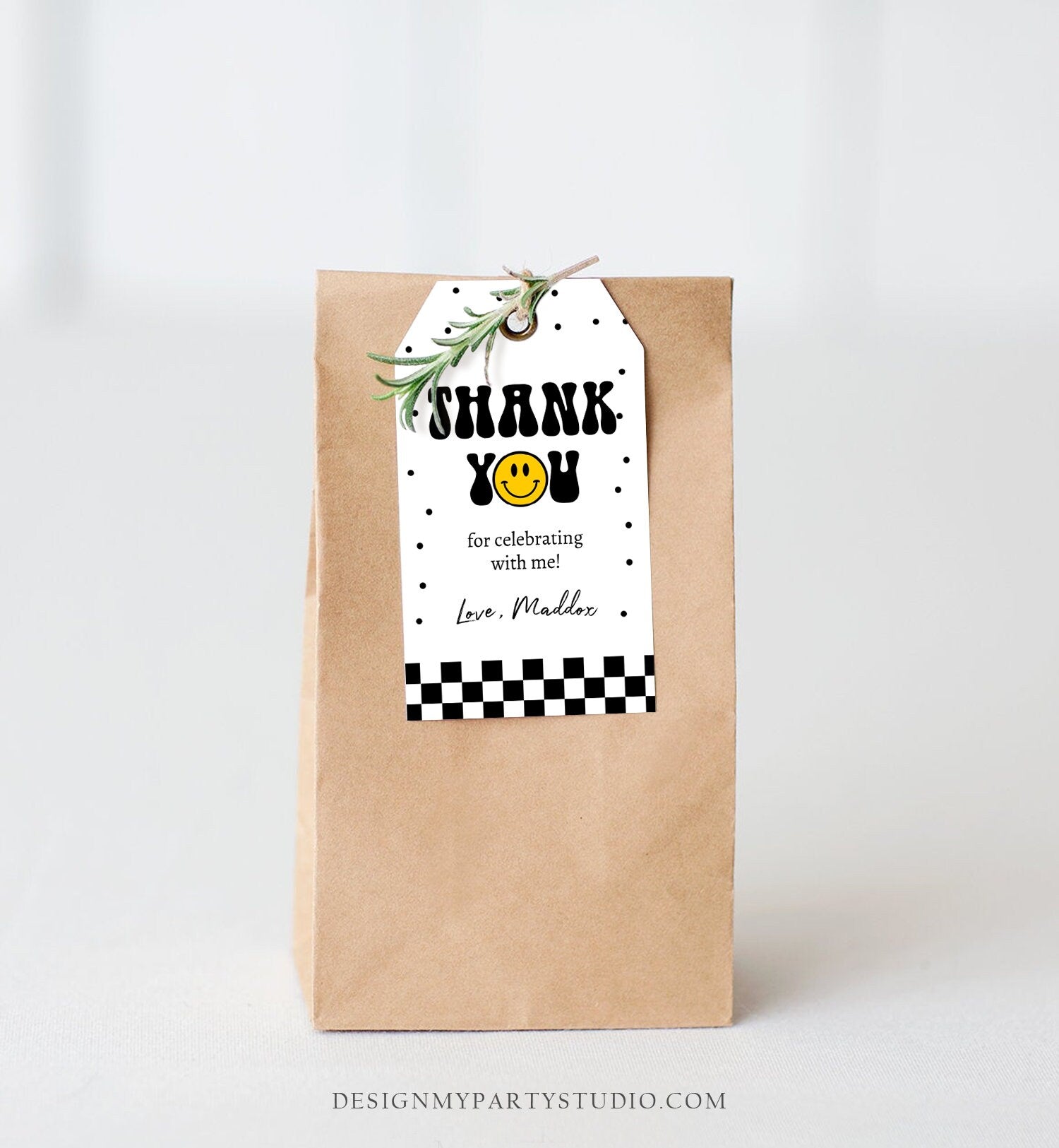 Editable One Happy Dude Birthday Favor Tags Smiley Face Thank You Tags Smiley Teen Birthday 1st Boy Gift Tag Download Corjl Template 0456