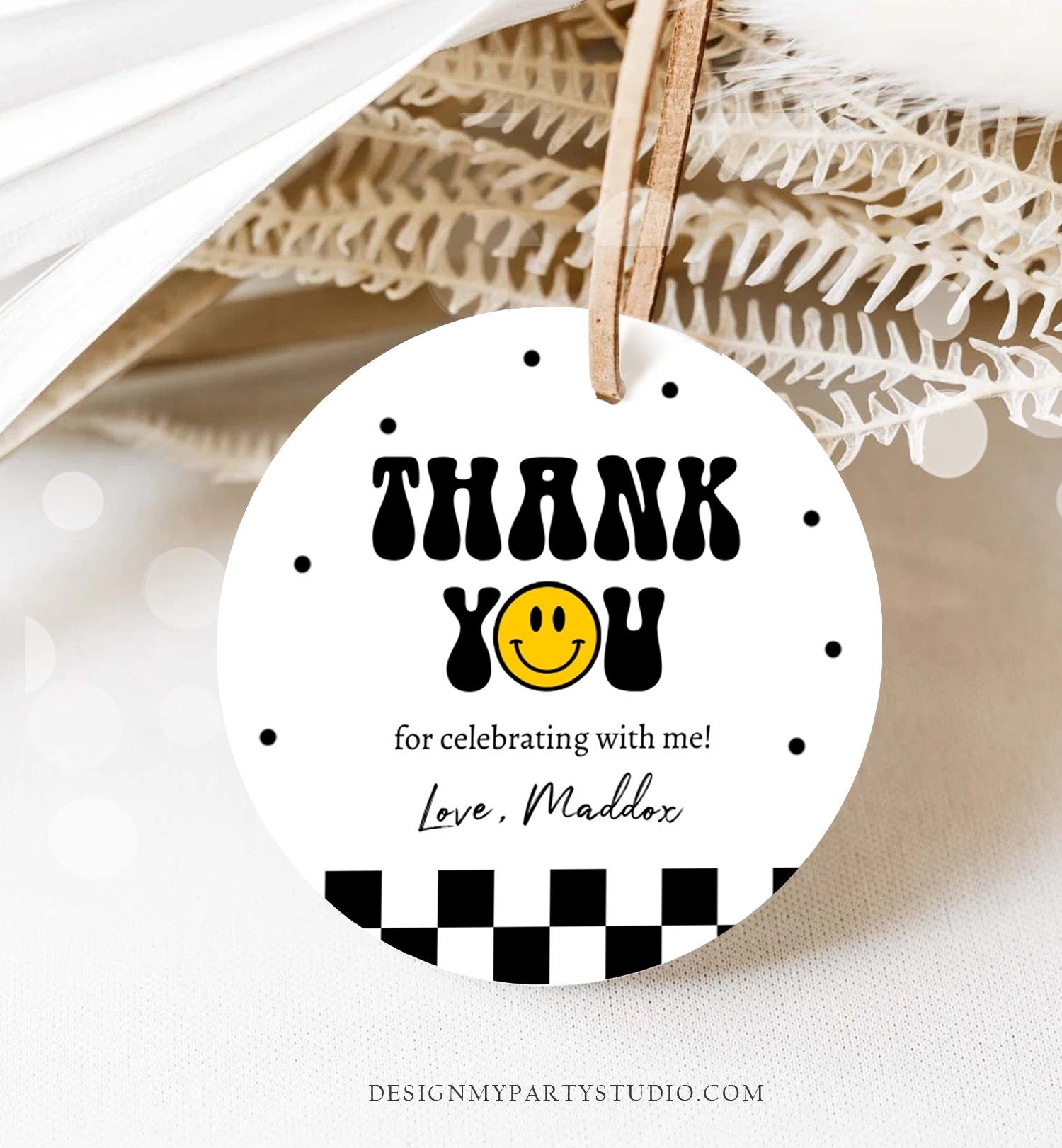 Editable Smiley Face Favor Tags 1st First Birthday One Happy Dude Boy Emoji Stickers Download Corjl Template PRINTABLE 0456