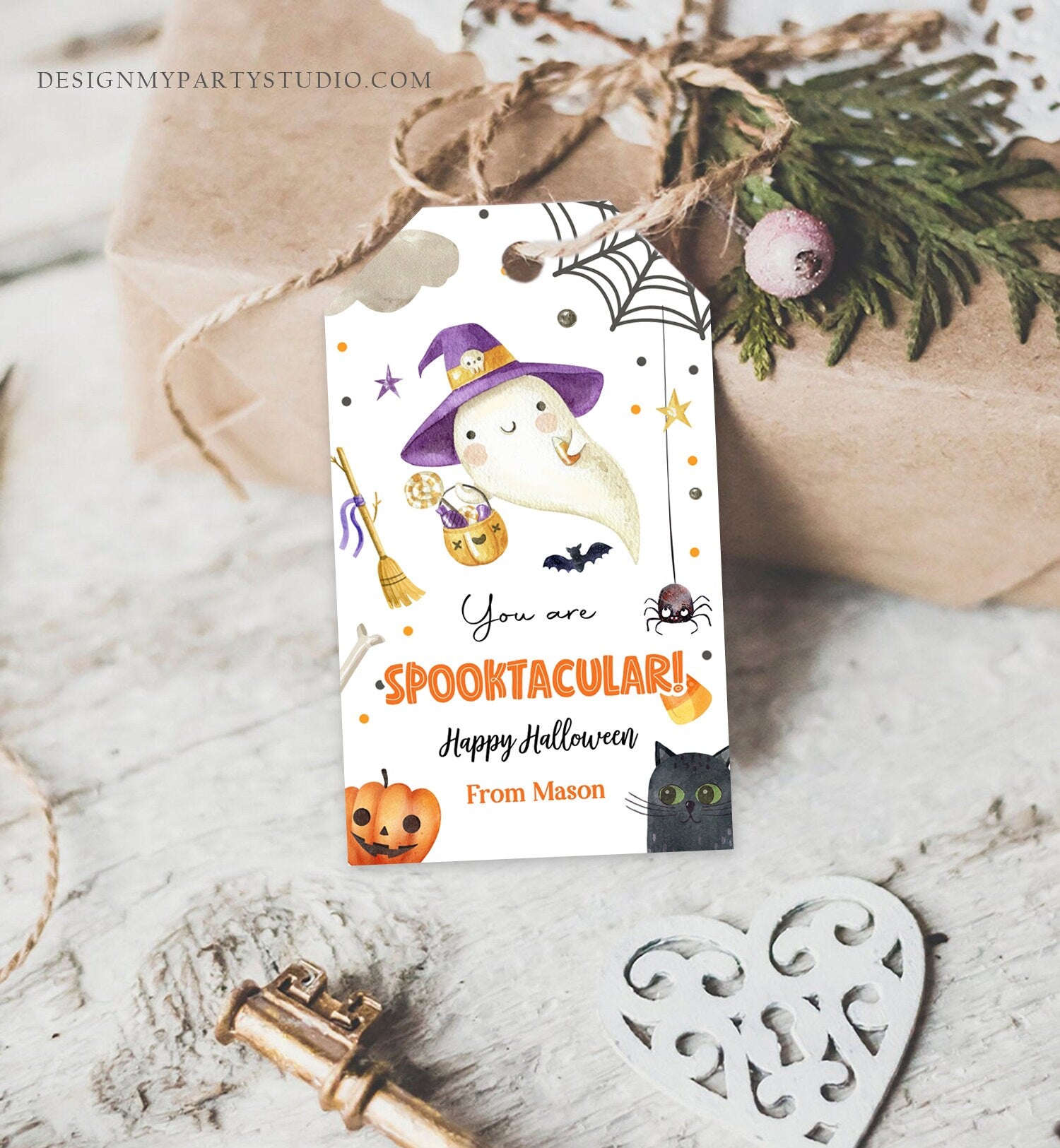 Editable Halloween Favor Tags Ghost Gift Tags You are Spooktacular Appreciation Cute Ghost Treat Tag Download Printable Template Corjl 0261
