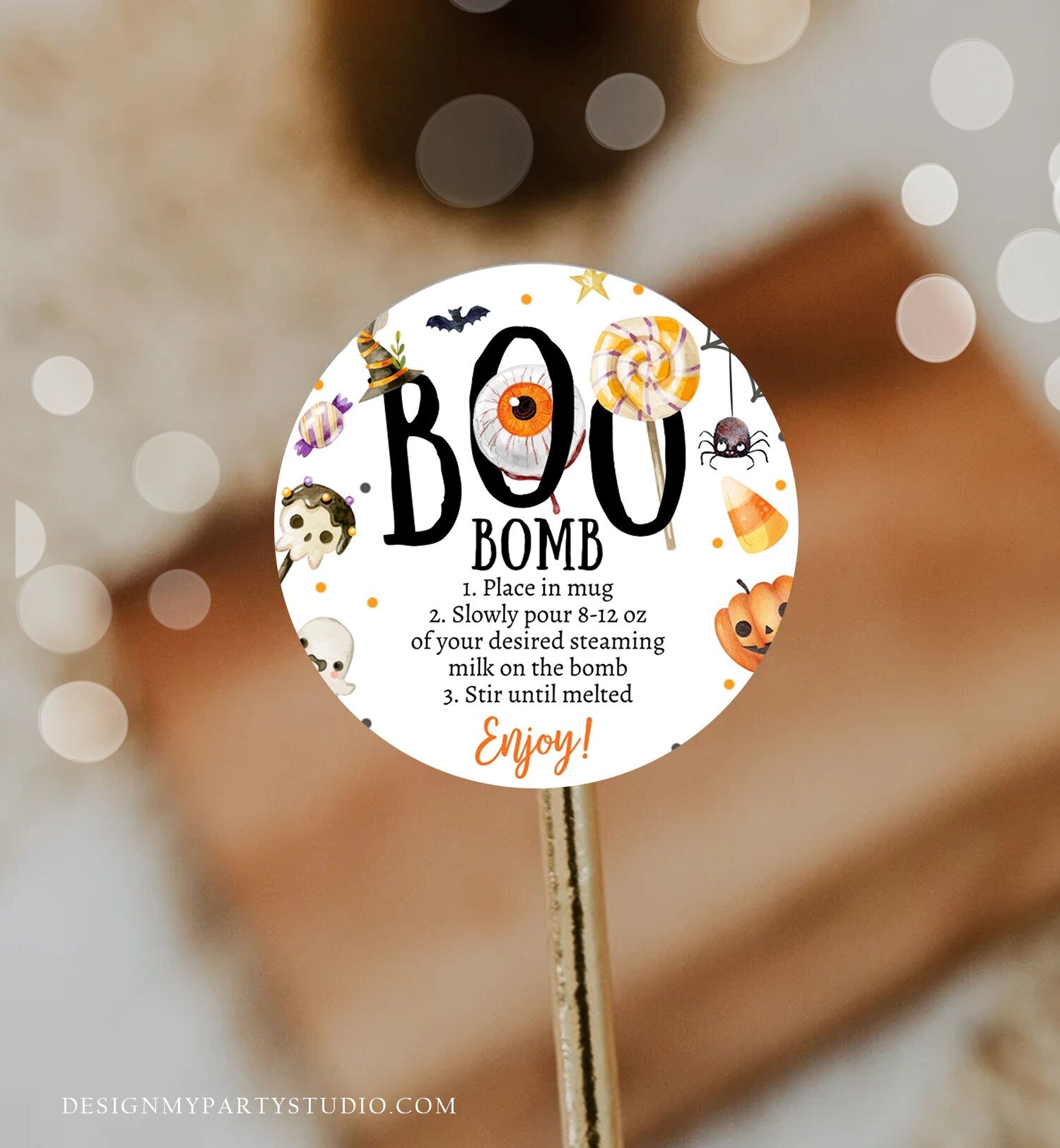 Editable Halloween Hot Chocolate Bomb Tags Bomb Instructions Boo Bomb Halloween Treat Gift Tag Hot Cocoa Tag Ghost Digital PRINTABLE 0261