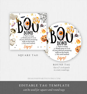 Editable Halloween Hot Chocolate Bomb Tags Bomb Instructions Boo Bomb Halloween Treat Gift Tag Hot Cocoa Tag Ghost Digital PRINTABLE 0261