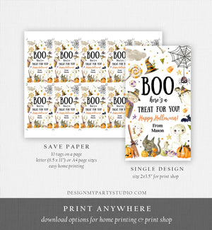 Editable Halloween Favor Tags Boo Gift Tags Costume Party Trick Or Treat Favor Tags Ghost Treat Tag Digital Printable Corjl 0261 0475