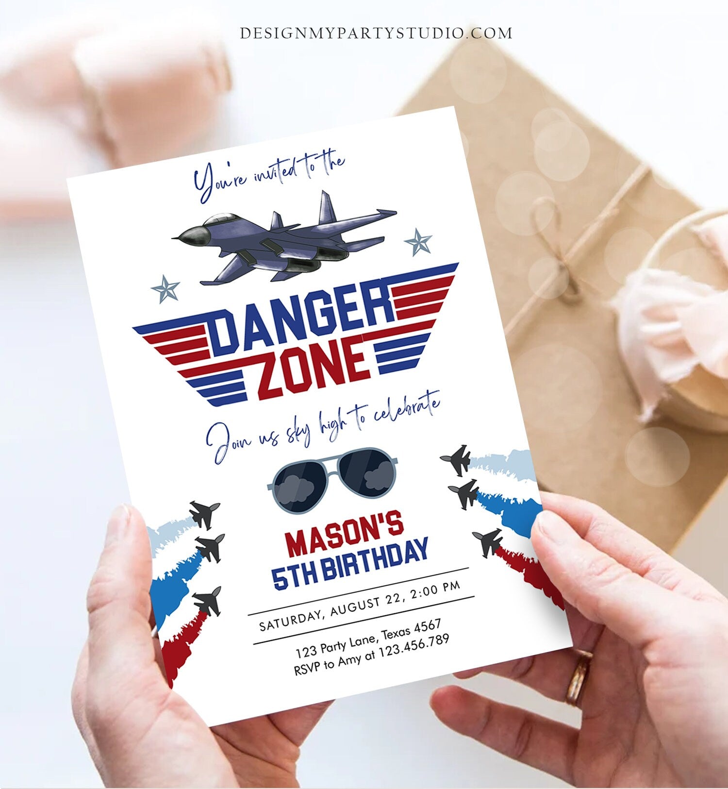 Editable Fighter Pilot Birthday Invitation Fighter Jet Pilot Invitation Boy Military Jet Instant Download Printable Corjl Template 0469