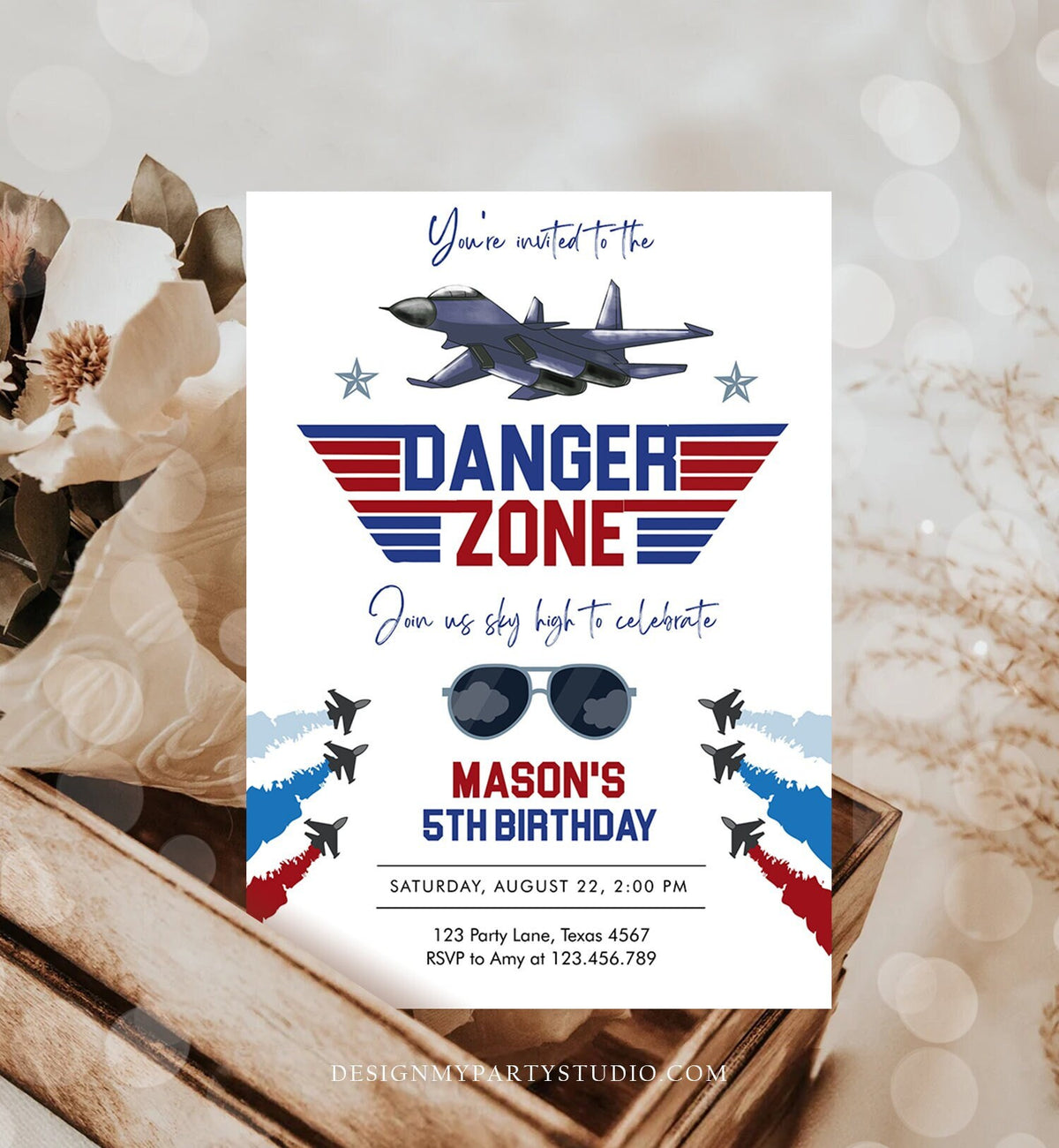 Editable Fighter Pilot Birthday Invitation Fighter Jet Pilot Invitation Boy Military Jet Instant Download Printable Corjl Template 0469