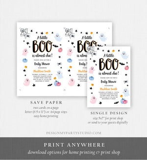 Editable Boo Baby Shower Invitation Cute Halloween Baby Shower Costume Party Pastel Ghost Gender Neutral Printable Template Corjl 0418