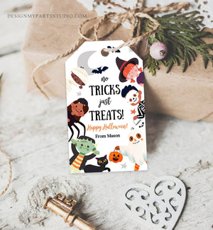 Editable Halloween Gift Tag No Tricks Just Treats Halloween Treat Tag Trick Or Treat Favor Tags Kids Download Template Corjl 0261 0473 0009