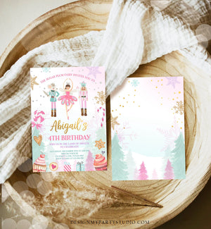 Editable Nutcracker Birthday Invitation Girl Land of Sweets Invite Winter Gold Girl Sugar Plum Fairy Download Printable Template Corjl 0352