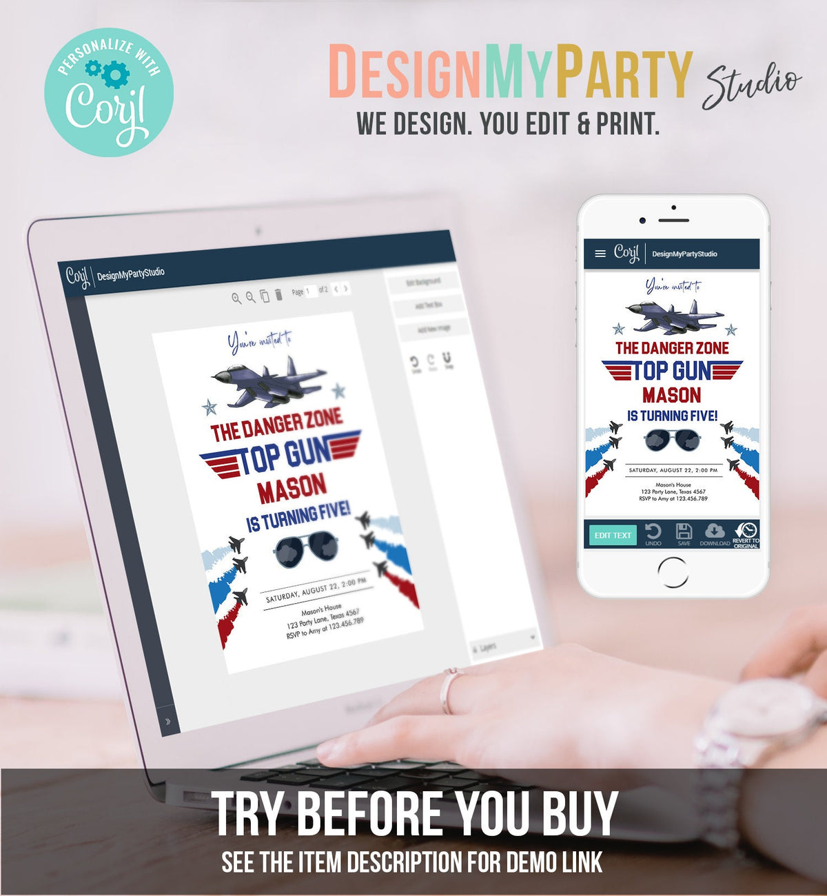 Editable Fighter Pilot Birthday Invitation Fighter Jet Pilot Invitation Boy Military Jet Instant Download Printable Corjl Template 0469